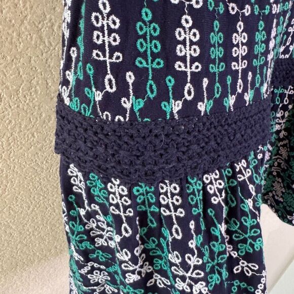 Maeve Anthropologie Embroidered Tank Top Blouse Womens Small Navy Green White - Picture 5 of 13